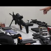 <p>A cache of weapons and ammunition seized this week by police in Westchester County.</p>