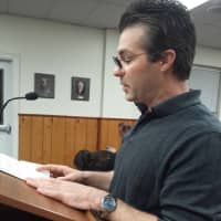 <p>Vincent Sacco, owner of Just Pups, at the May 17 meeting.</p>
