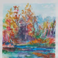 <p>&quot;Lake in Oxford,&quot; a painting by Christine Zaccardi.</p>