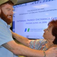 <p>Kenneth A. Furlong, 23, of West New York, embraces Debra Ferman, 62, of Mahwah. He donated a kidney to her last February.</p>