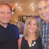 <p>Mike Monaco, left, with John Turmino, one of the producers of the ABC show &quot;The Chew,” and his wife, at a recent soft opening of Picco Tavern.</p>