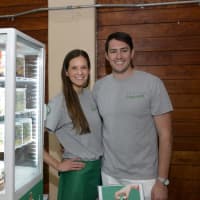 <p>Representatives from Corner Harvest and Choice Pet at Greenwich&#x27;s business showcase.</p>
