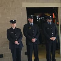 <p>New firefighters Madeline Jankowski, Gregory Petriccione, and John Pomponio.</p>