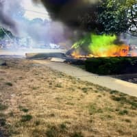 <p>A fiery four-car crash took out three utility poles in Norwalk.</p>