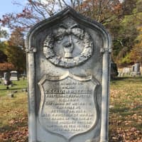 <p>Civil War headstone of D. Colden Ruggles in Oak Hill Cemetery.</p>
