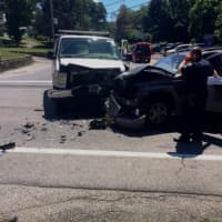 <p>Mahopac Falls firefighters respond to a two-car accident on Route 6N Thursday afternoon.</p>