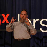 <p>Jay Shapiro speaking at a TEDx conference in Jersey City in 2014.</p>