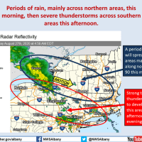 <p>A look at areas expected to see scattered, severe storms (outlined in red).</p>