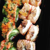 <p>Sushi Metsuyan&#x27;s Dragon Roll, now the &quot;Metsuyan Roll,&quot; and Salmon Roll, made by Head Chef Joe Liu.</p>
