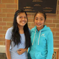 <p>Girls in blue join a school-wide initiative against bullying Oct. 5 on Blue Shirt Day.</p>