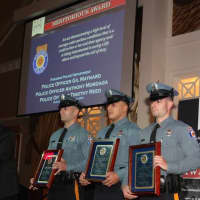 <p>Police officers Gil Maynard, Anthony Mordaga and Timothy Reed received 200 Club Valor Awards.</p>