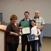 <p>From left, Lauren Larkin, Mayor Anthony Suarez, his daughter, Laura, and Councilman Russell Castelli. </p>
