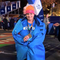 <p>Rutherford local Cheryl Anne Hedge finishes the NYC Marathon.</p>