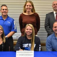 <p>Northern Valley Regional High School student Brianna Tarabocchia signs a letter of intent to St. Peter&#x27;s University.</p>