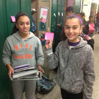 <p>Every student had a motivational message posted on their locker.</p>