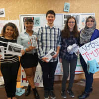 <p>Students in AP government at New Rochelle High School  debated before a standing-room only audience.</p>