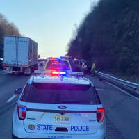 <p>A Hyundai flipped over after crashing into a dump truck on Route 78 in Hunterdon County Monday morning, state police said.</p>