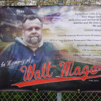 <p>The Little League clubhouse was dedicated to former president Walt Mager</p>