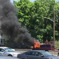 <p>The van caught fire near Total Wines.</p>