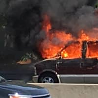 <p>Flames quickly engulfed the van.</p>