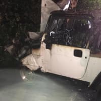 <p>A Jeep that was involved in an accident on King Street on Wednesday, was destroyed by fire.</p>