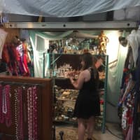 <p>Scarves and perfume are among the many items sold at Dawn&#x27;s Vintage Jewelry.</p>