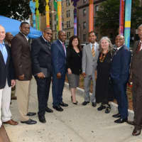 <p>Mount Vernon Mayor Richard Thomas alongside several local officials at the grand opening of the new sculpture outside the Children&#x27;s Room at the Mount Vernon Public Library.</p>