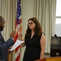 <p>Rachel Relkin is sworn in.</p>