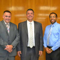 <p>ALMS Principal John Barnes stands with his two new Assistant Principals Patrick Keevins and Dan Goldberg in New Rochelle.</p>