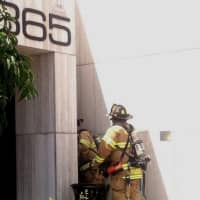 <p>Rochelle Park firefighters at the scene.</p>