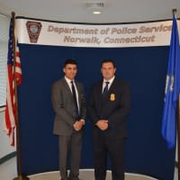 <p>Detective John Sura and Sergeant Ryan Evarts were promoted recently within the Norwalk Police Department.</p>
