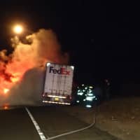 <p>A FedEx truck caught on I-95 early Thursday morning.</p>