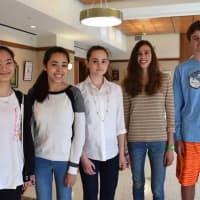 <p>Bronxville High School students Hana Eddib, Griffin Garbarini, Cindy Kwok, Isabela Lamadrid and Chloe Paris advanced to the state level of the National History Day Competition.</p>