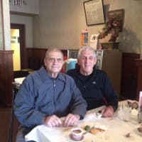 <p>Jim LeFante, left, and friend Terry Scott, both of Rutherford, have been eating at the New China Inn since the early 1970s.</p>