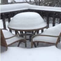 <p>Christine Matthews&#x27; Jefferson Valley deck is covered in snow.</p>