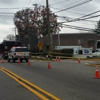 <p>Police cordoned off the area and lined cones to detour drivers around it.</p>