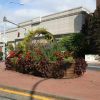 <p>The giant flower basket that graces the intersection at South Broadway and Armory Place was damaged during a car accident on Wednesday.</p>