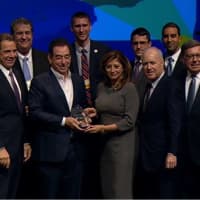 <p>Mount Vernon Mayor Richard Thomas (top row, third from right) was among the delegation to accept more than $12.5 million for Westchester County from Gov. Andrew Cuomo.</p>