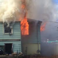 <p>Central Nyack firefighters battled a blaze at 5 Waldron Ave. in West Nyack on Thursday.</p>