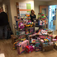 <p>Ginger Pierro brought gifts to HUMC for Tomorrows Children&#x27;s Fund for pediatric cancer.</p>