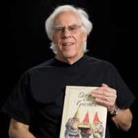 <p>At the Maker Faire, author Roy Fuchs shows his support for the Westport Library Book Sale.</p>