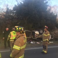 <p>The Weston Volunteer Fire Department responds to a crash on Sunday on Weston Road that sent two people to the hospital.</p>