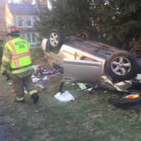 <p>Weston Volunteer Fire Department responds to a crash on Sunday on Weston Road that sent two people to the hospital.</p>