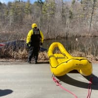 <p>An elderly man was rescued by first responders after crashing into a lake in Western Massachusetts.</p>
