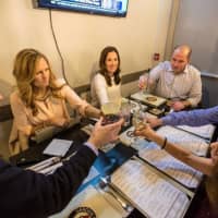 <p>Garden State Ale House customers toast to the opening of the new East Rutherford location.</p>