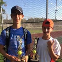 <p>Young players show trophies that they won at a USTA Tournament in Norwalk.</p>