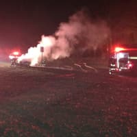 <p>An intense car fire took firefighters about an hour to put out.</p>