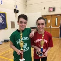 <p>Marina and her twin brother, Joey, on the day they both won the Ramsey 7th grade recreational championships.</p>
