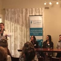 <p>Lisa Kaslyn of Prosper Communications leads the Professional Women of Putnam &quot;Meet the Media&quot; panel.</p>