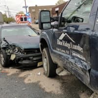 <p>The truck was struck in front and on the side.</p>